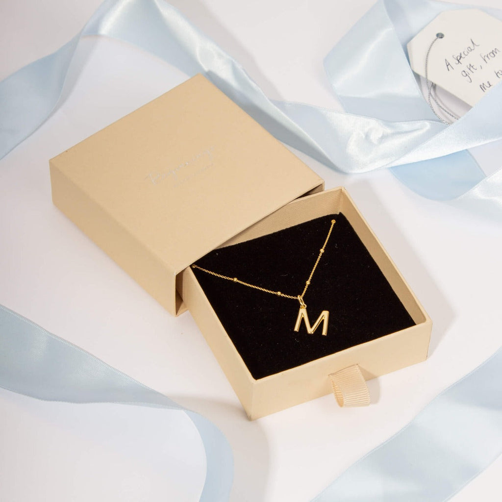 Initial Pendant – Recycled Sterling Silver Modern Tubular Charm
