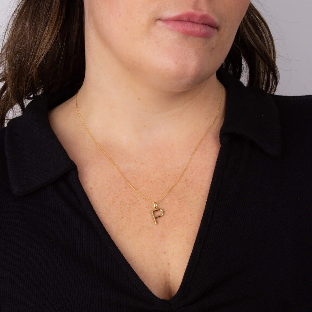 Initial Pendant – Recycled Sterling Silver Modern Tubular Charm