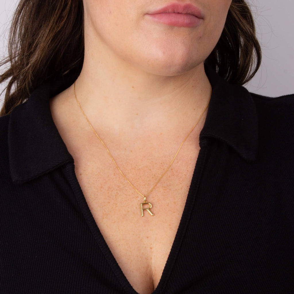 Initial Pendant – Recycled Sterling Silver Modern Tubular Charm