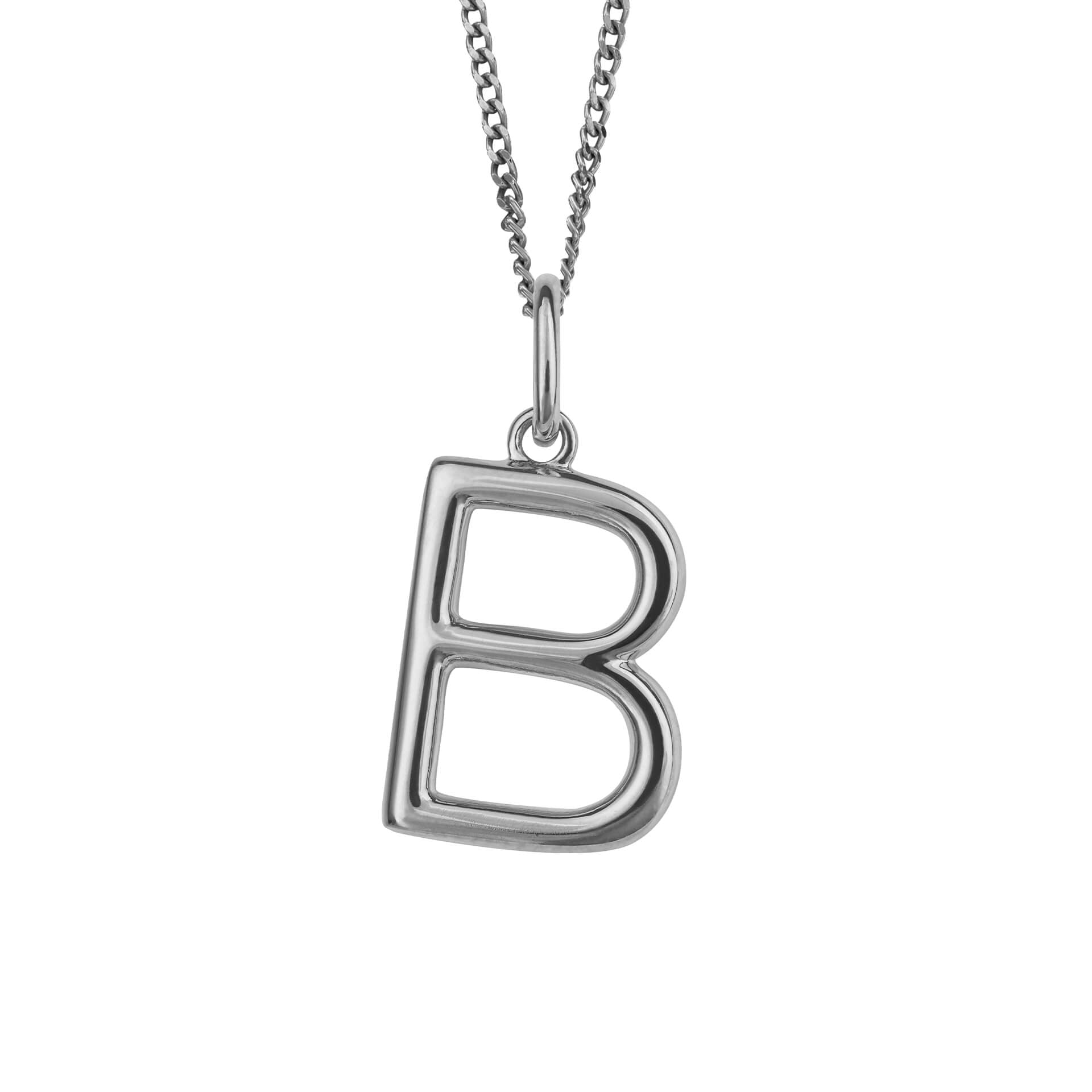 Initial Pendant – Recycled Sterling Silver Modern Tubular Charm