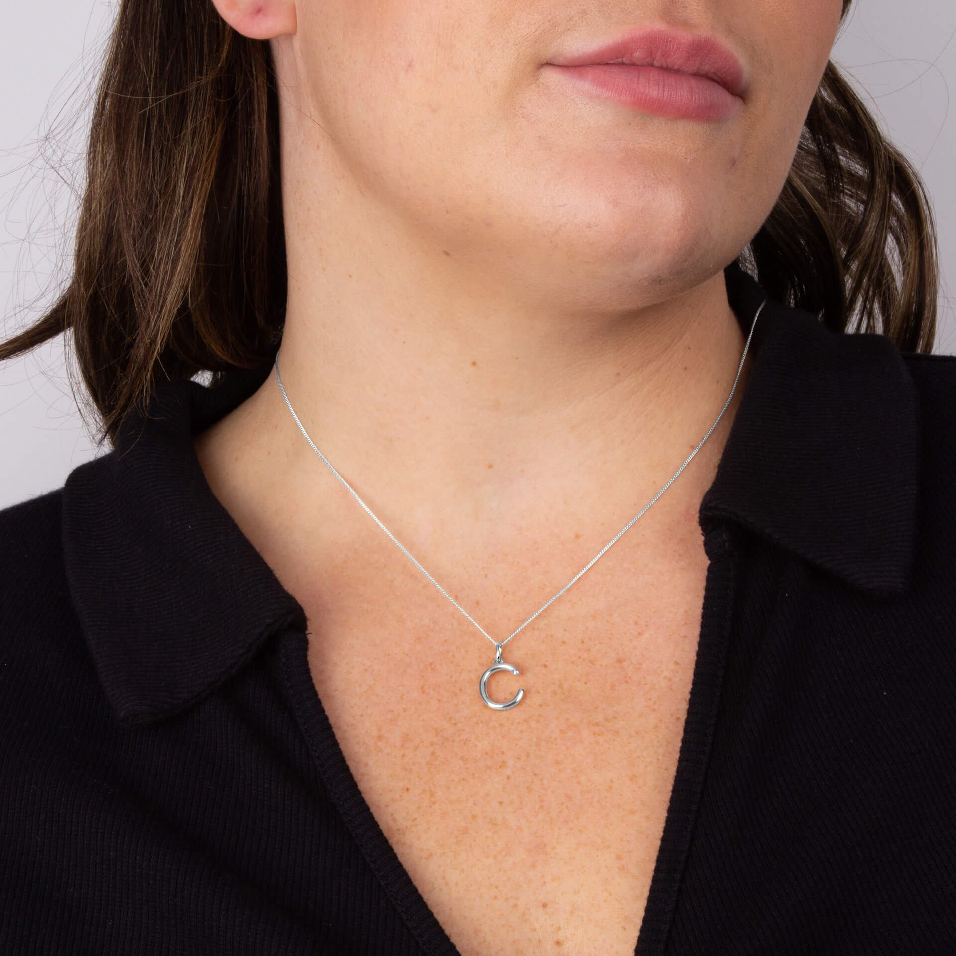 Initial Pendant – Recycled Sterling Silver Modern Tubular Charm