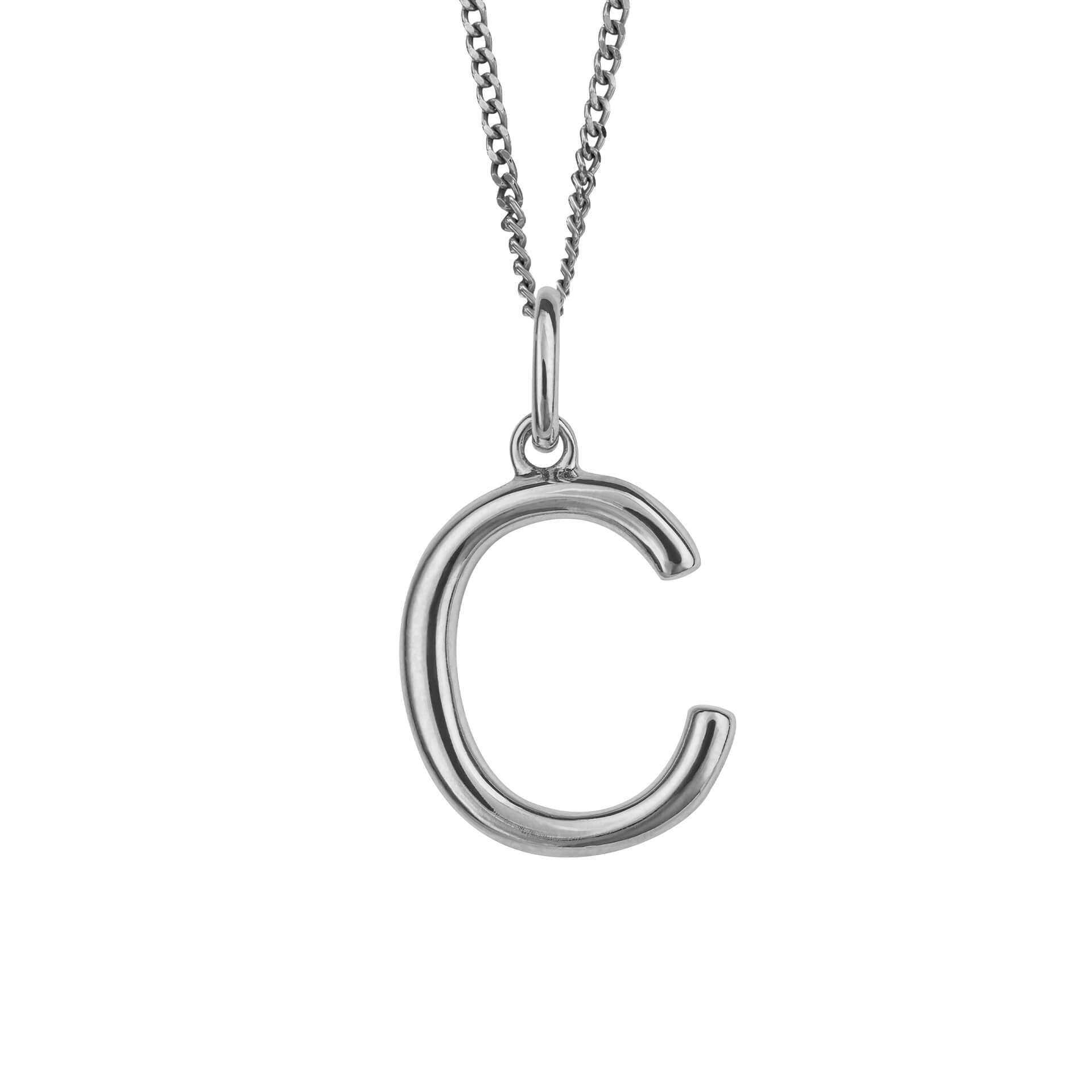 Initial Pendant – Recycled Sterling Silver Modern Tubular Charm