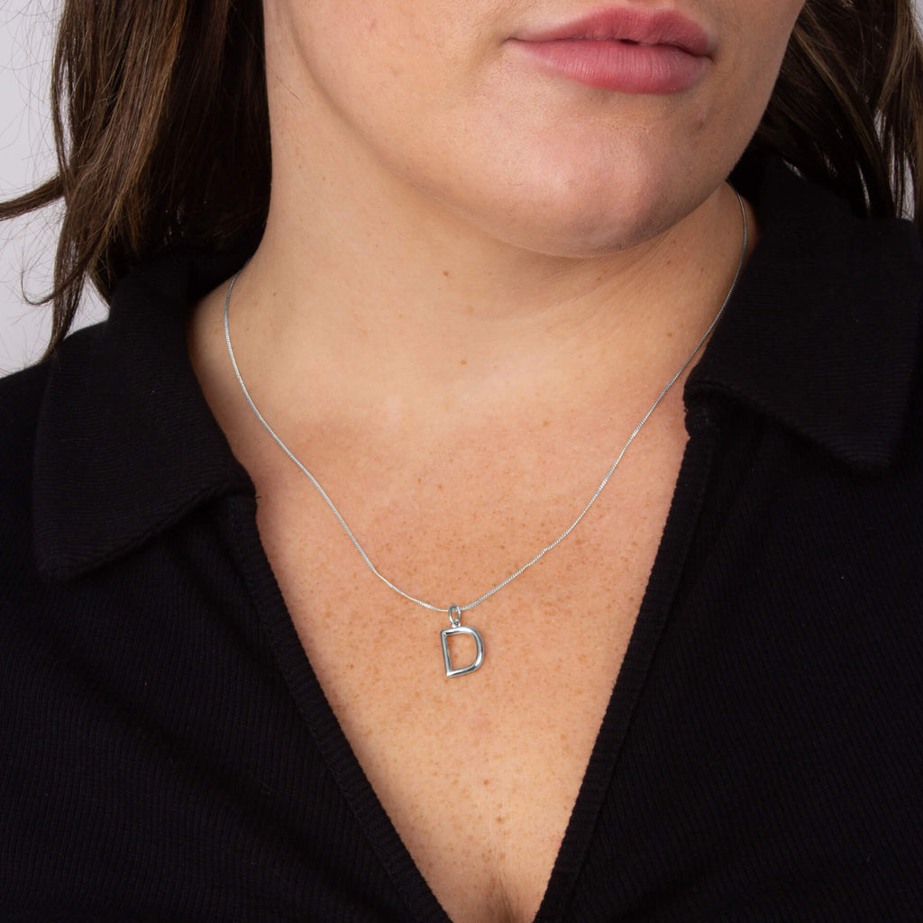 Initial Pendant – Recycled Sterling Silver Modern Tubular Charm