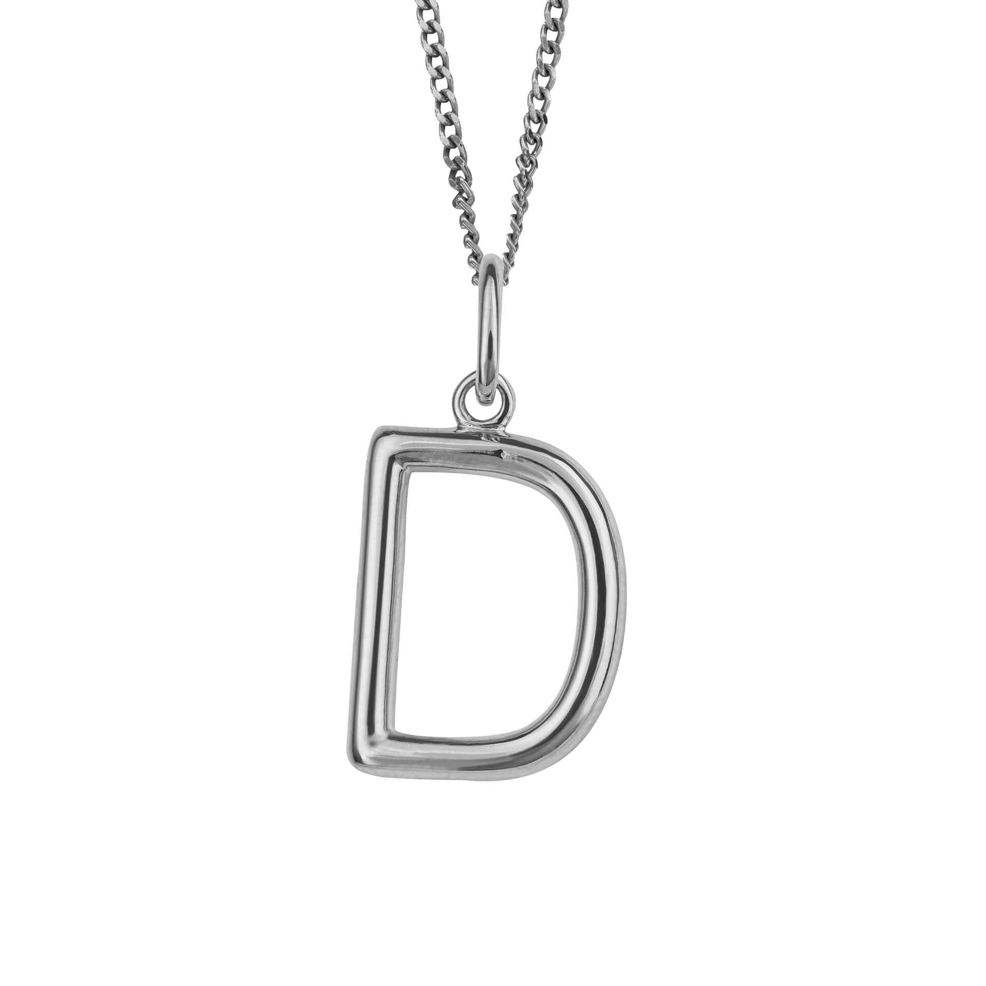 Initial Pendant – Recycled Sterling Silver Modern Tubular Charm