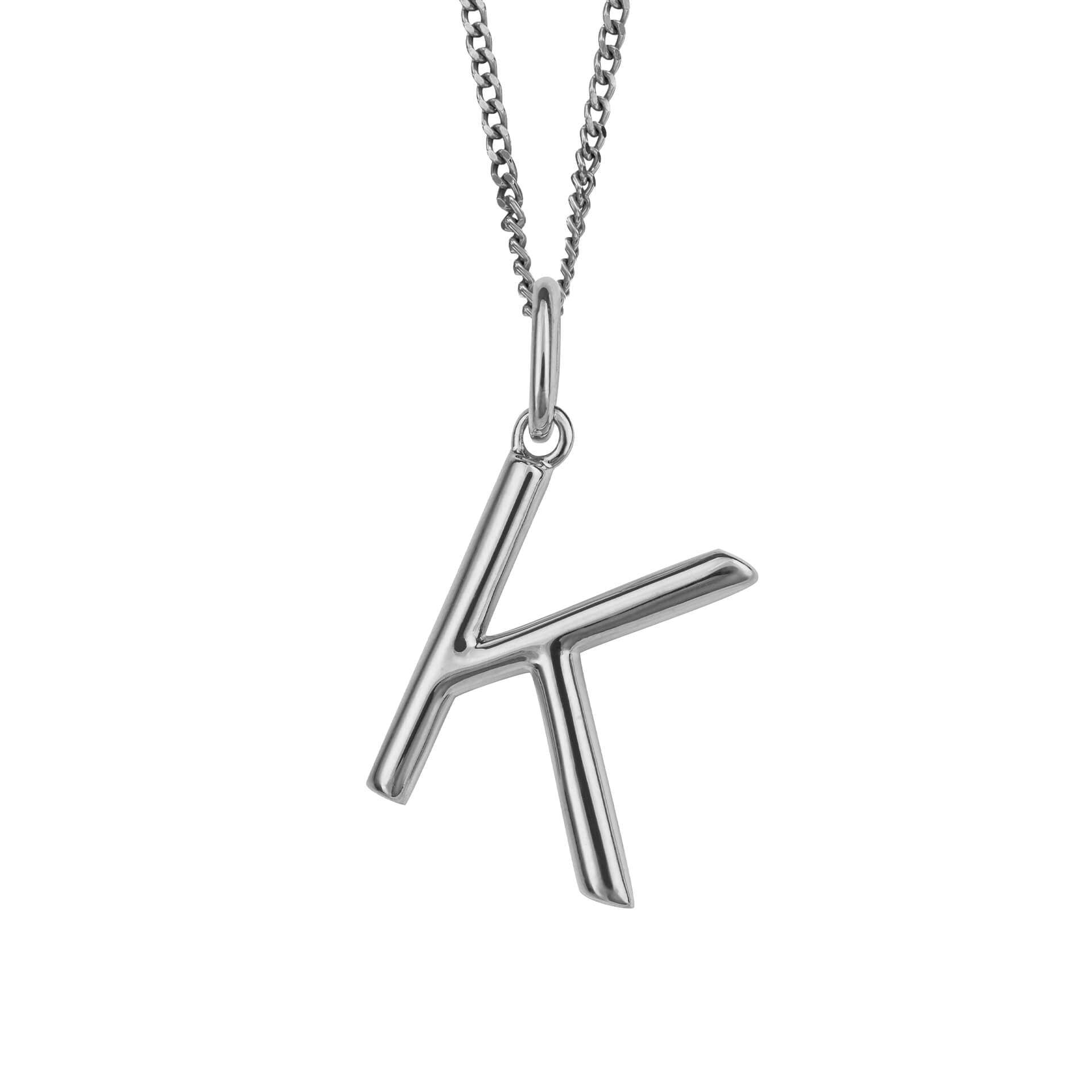 Initial Pendant – Recycled Sterling Silver Modern Tubular Charm
