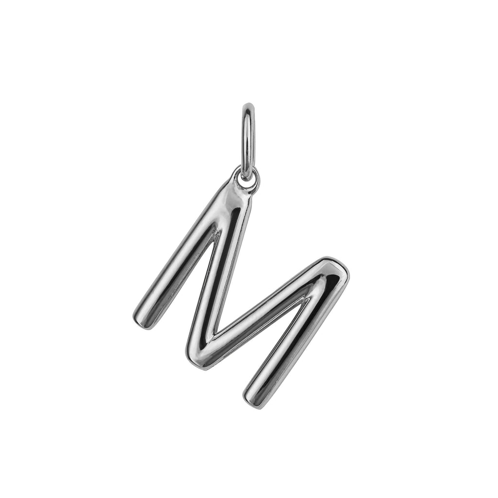 Initial Pendant – Recycled Sterling Silver Modern Tubular Charm