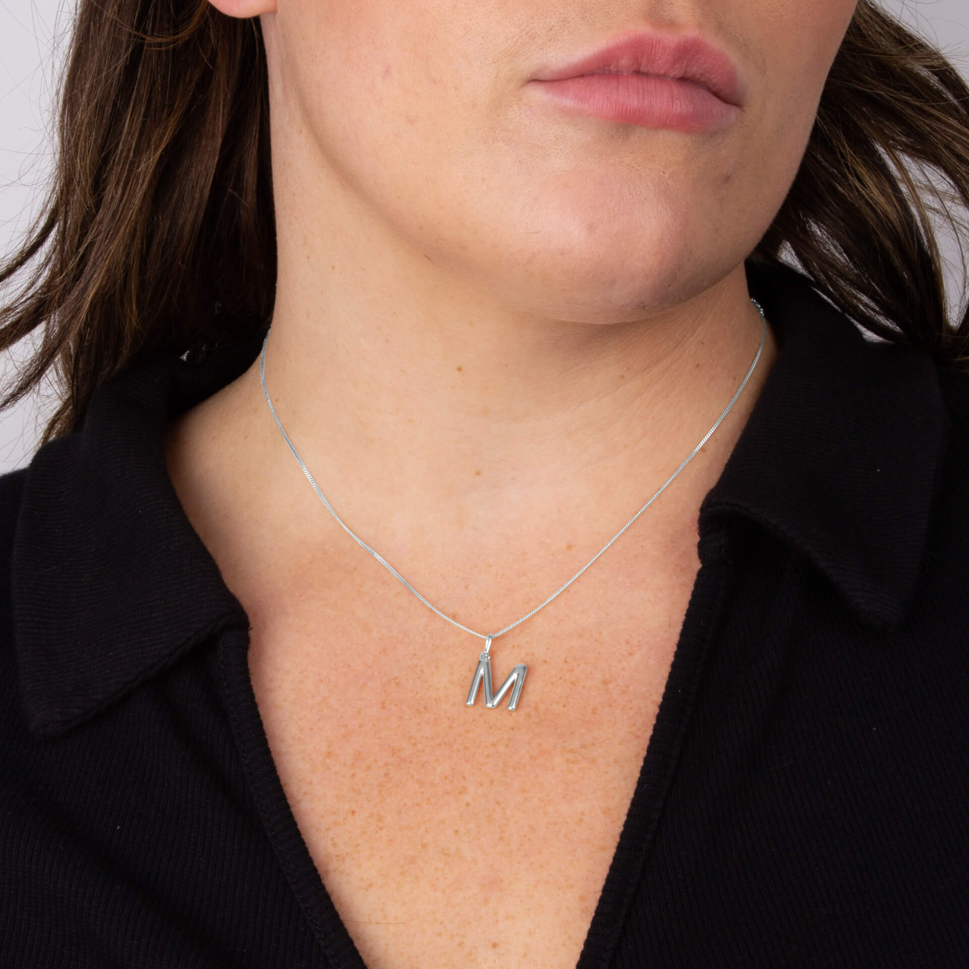 Initial Pendant – Recycled Sterling Silver Modern Tubular Charm