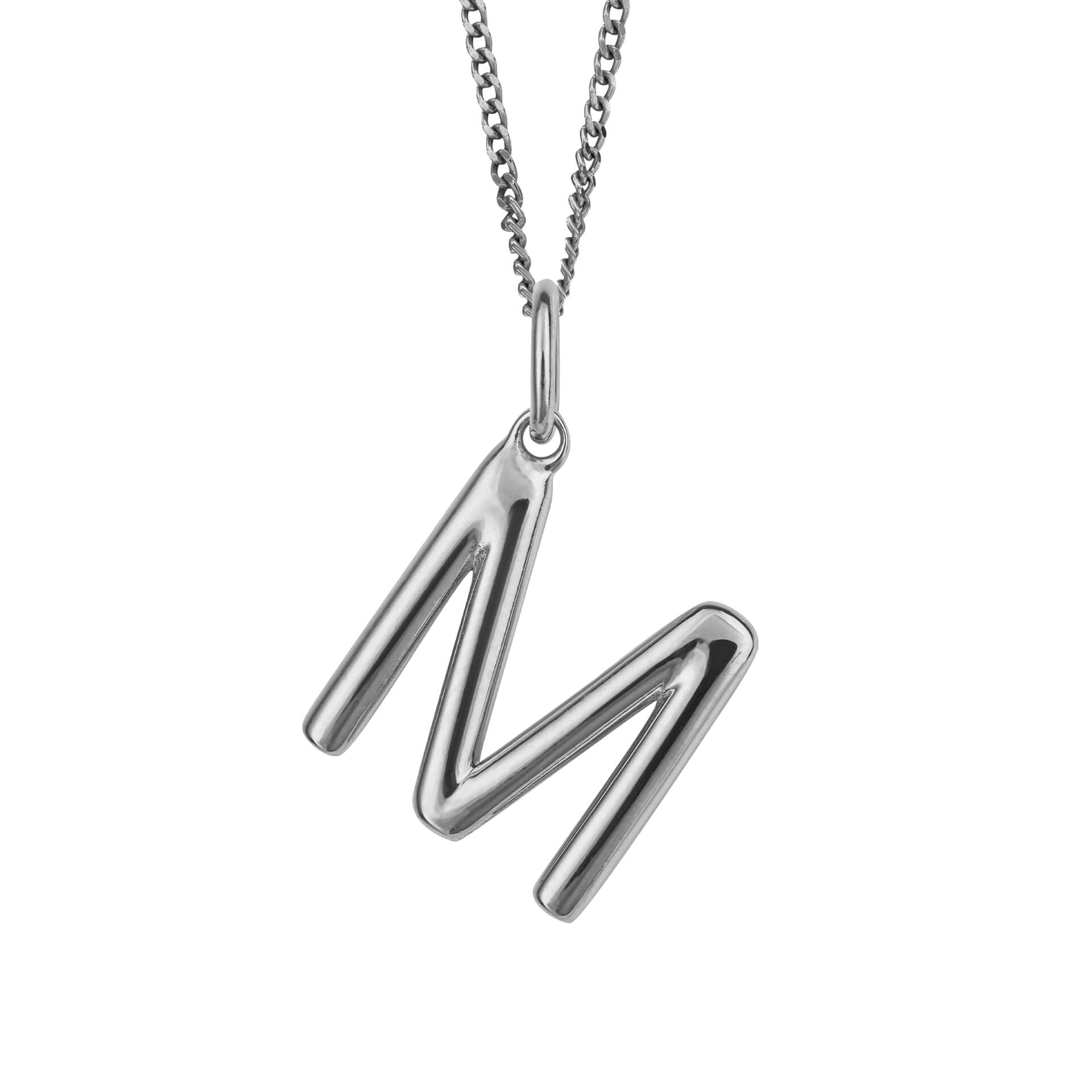 Initial Pendant – Recycled Sterling Silver Modern Tubular Charm