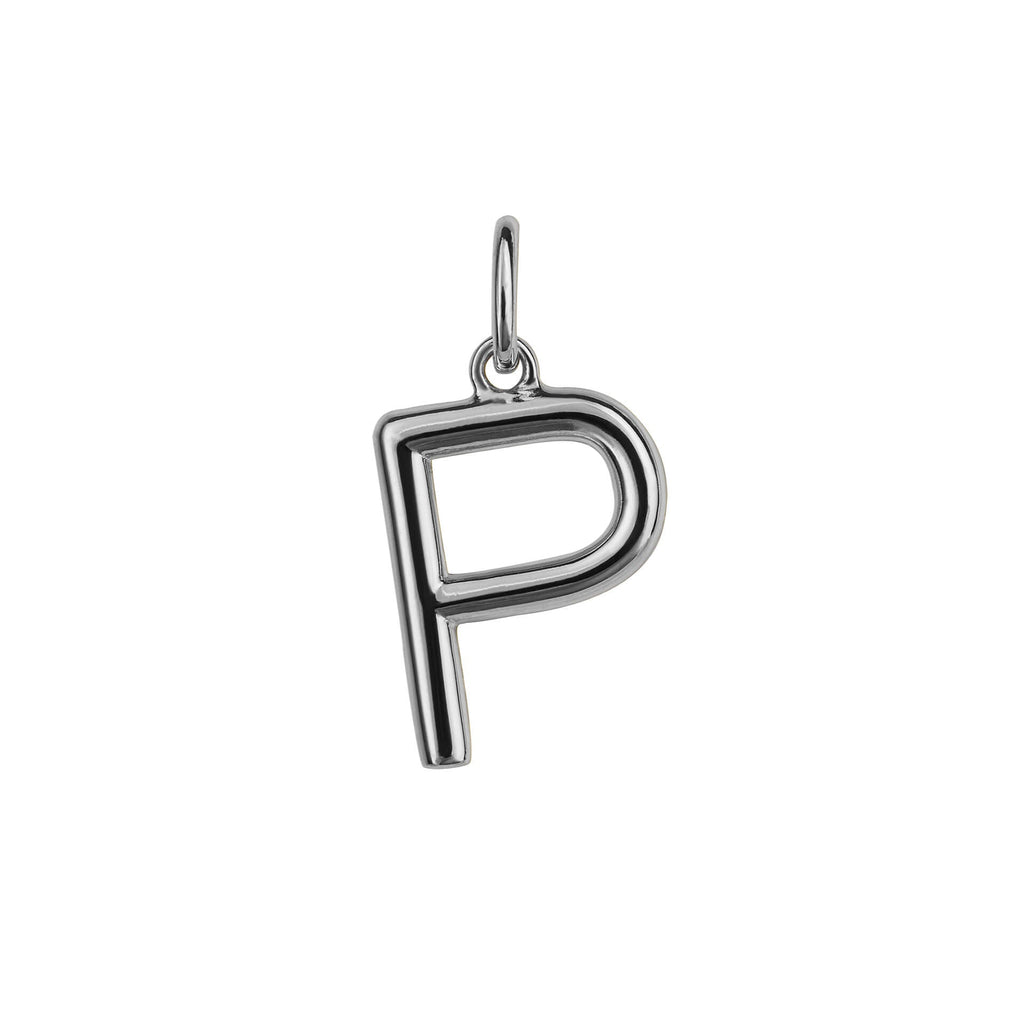 Initial Pendant – Recycled Sterling Silver Modern Tubular Charm