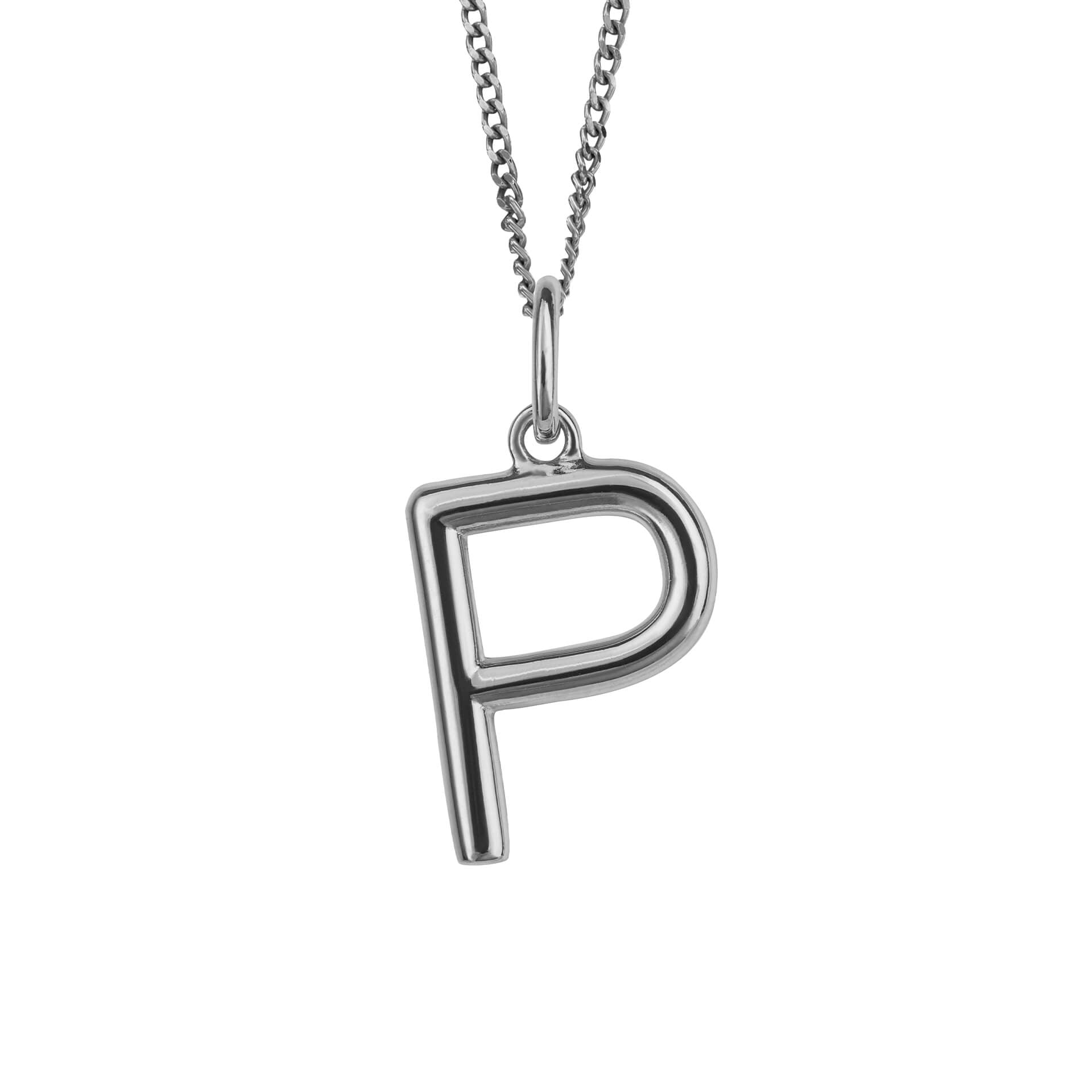 Initial Pendant – Recycled Sterling Silver Modern Tubular Charm