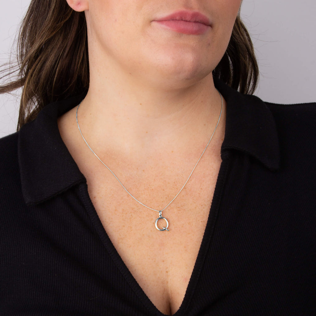 Initial Pendant – Recycled Sterling Silver Modern Tubular Charm