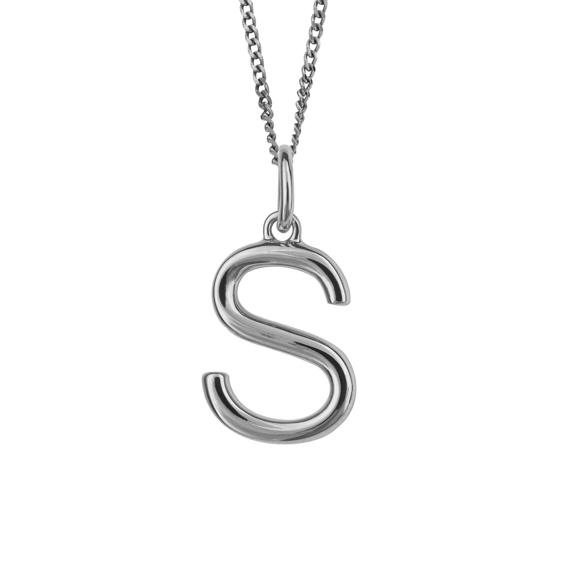 Initial Pendant – Recycled Sterling Silver Modern Tubular Charm