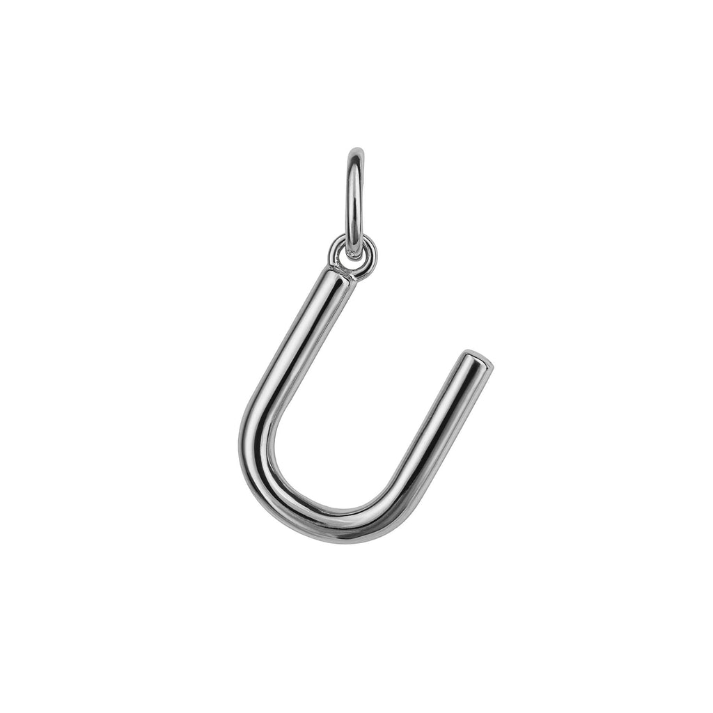 Initial Pendant – Recycled Sterling Silver Modern Tubular Charm