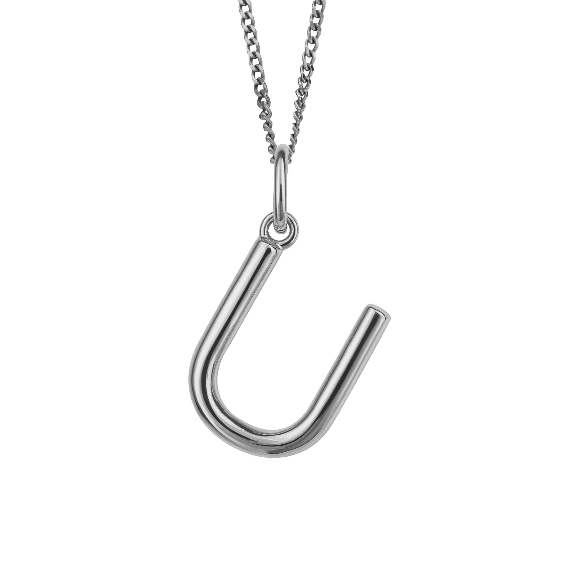 Initial Pendant – Recycled Sterling Silver Modern Tubular Charm