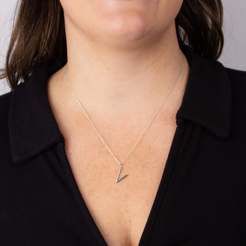 Initial Pendant – Recycled Sterling Silver Modern Tubular Charm