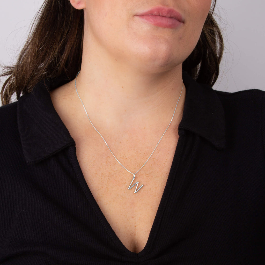 Initial Pendant – Recycled Sterling Silver Modern Tubular Charm