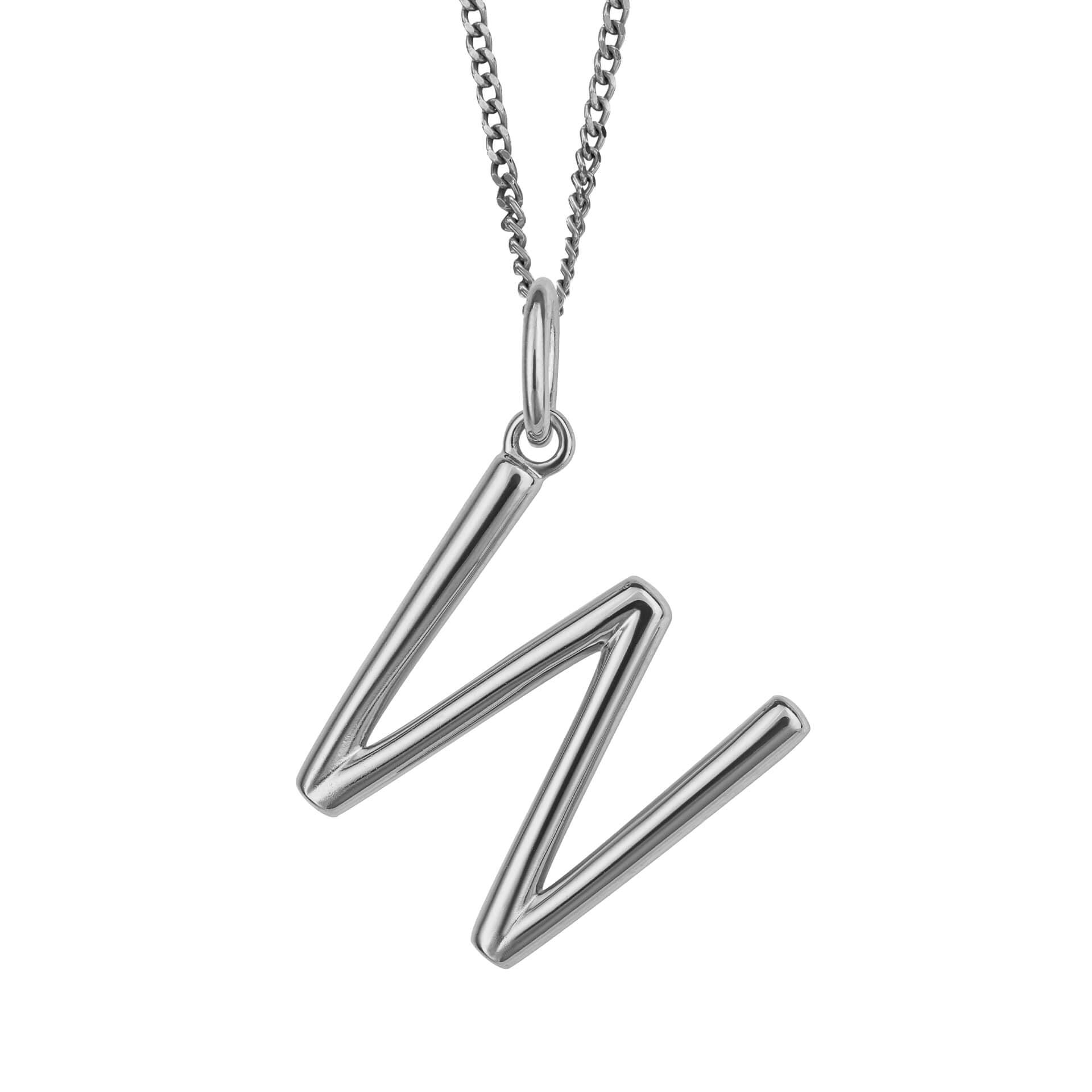 Initial Pendant – Recycled Sterling Silver Modern Tubular Charm