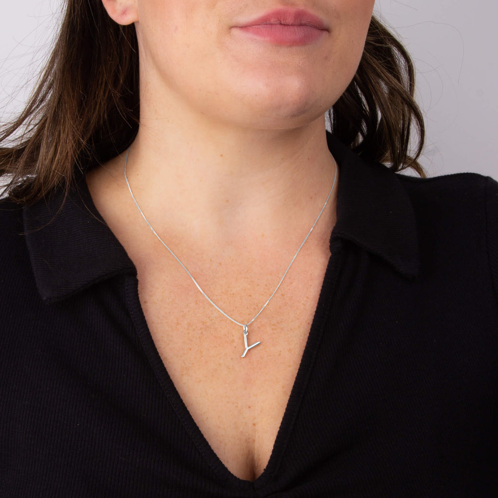 Initial Pendant – Recycled Sterling Silver Modern Tubular Charm