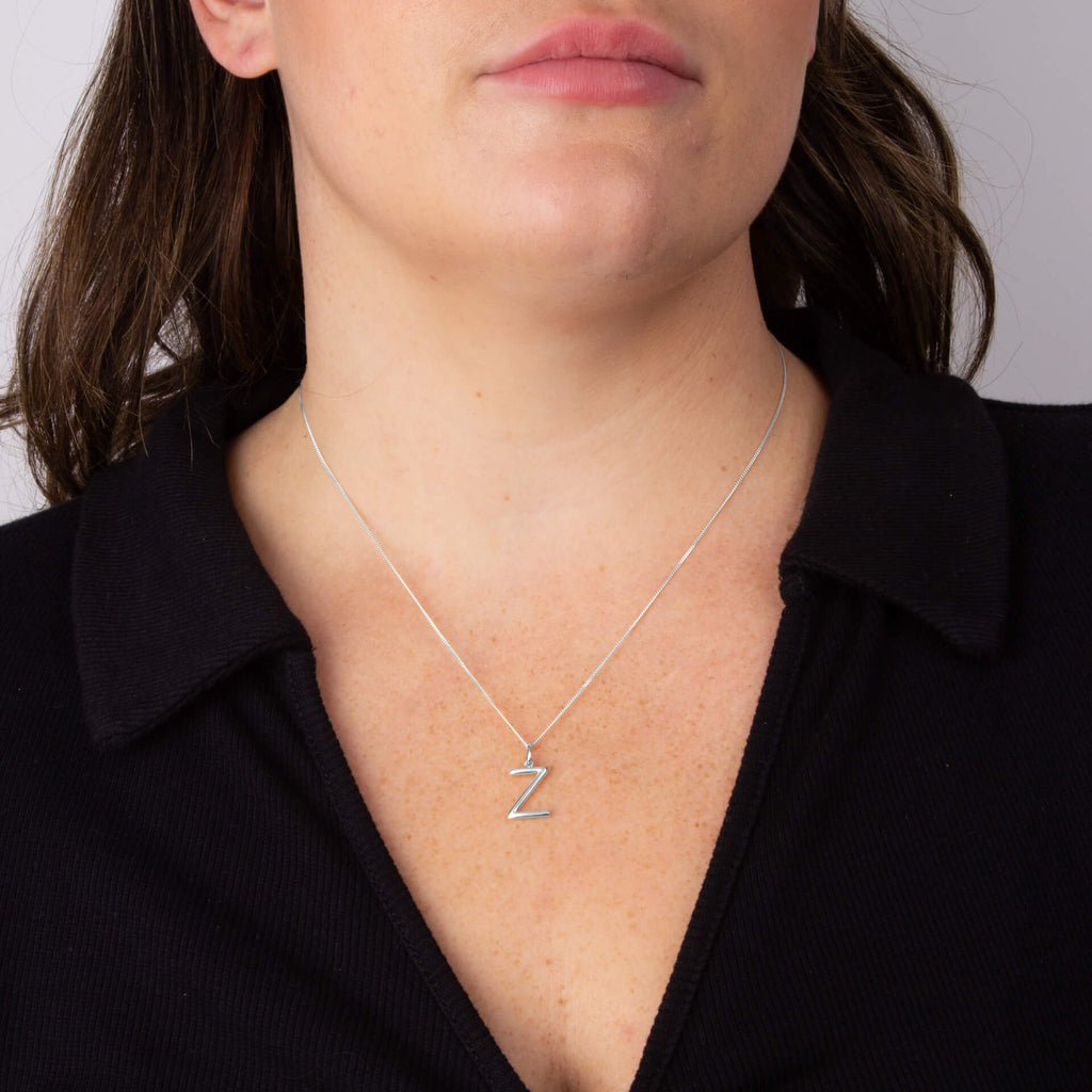 Initial Pendant – Recycled Sterling Silver Modern Tubular Charm