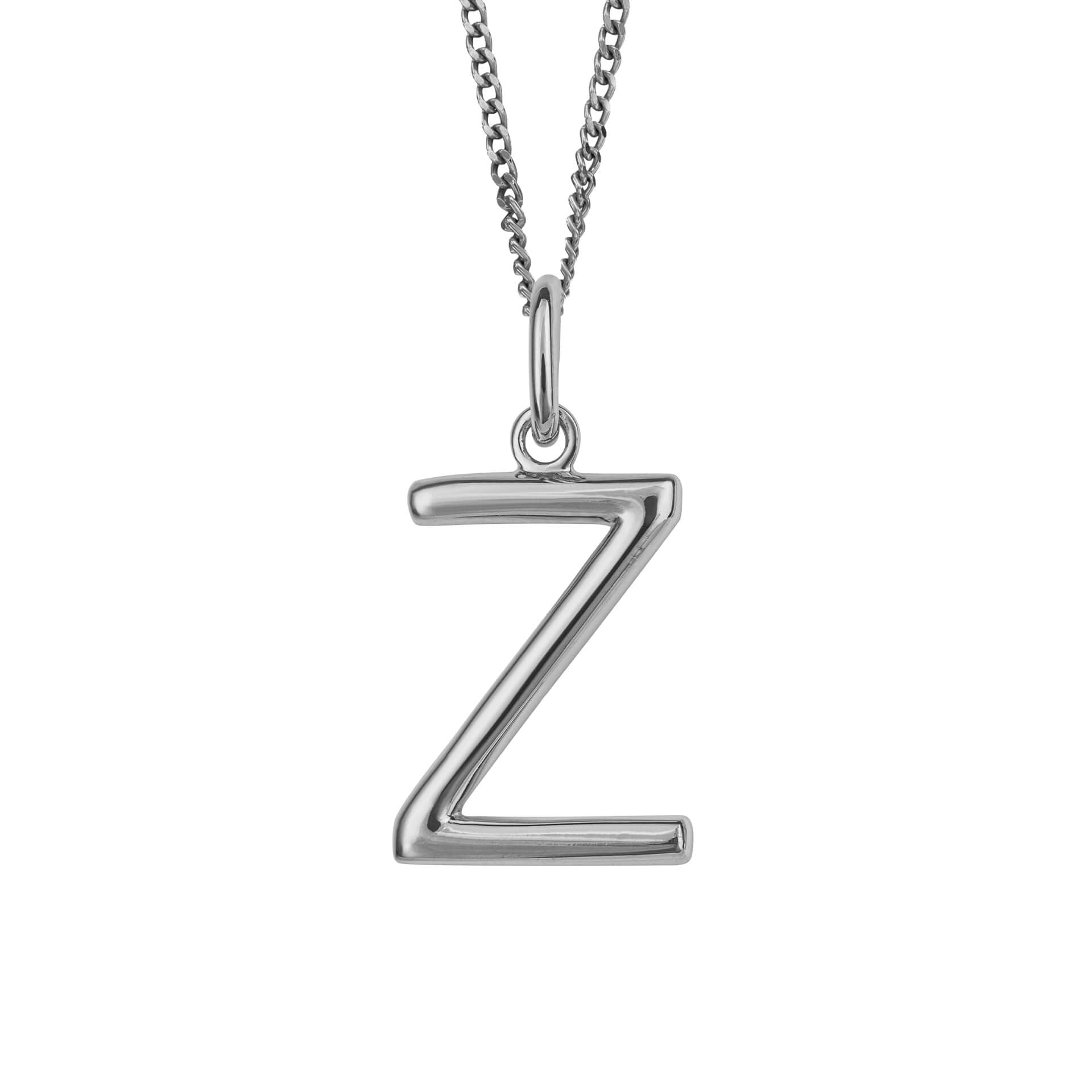 Initial Pendant – Recycled Sterling Silver Modern Tubular Charm