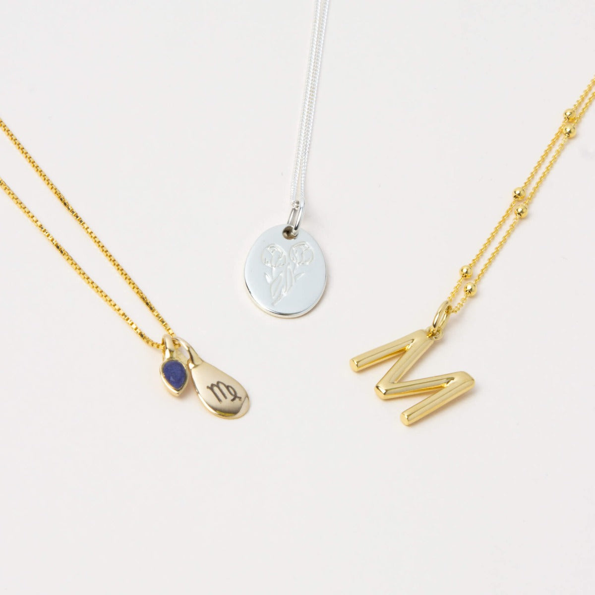 Initial Pendant – Recycled Sterling Silver Modern Tubular Charm