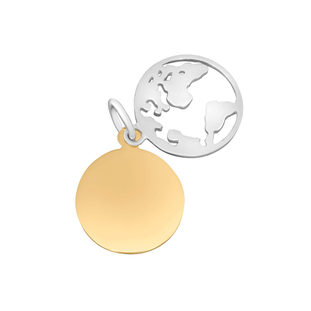 Gecko Jewellery World Pendant – Recycled Silver & Yellow Gold Disc