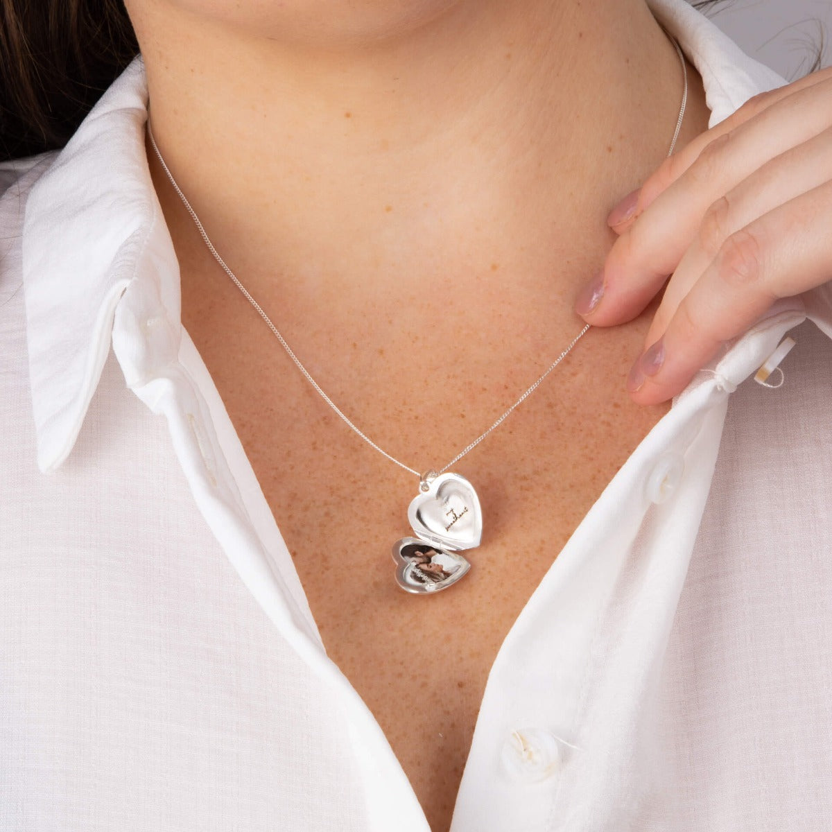 Gecko Jewellery Starburst Heart Locket Pendant in Recycled Silver