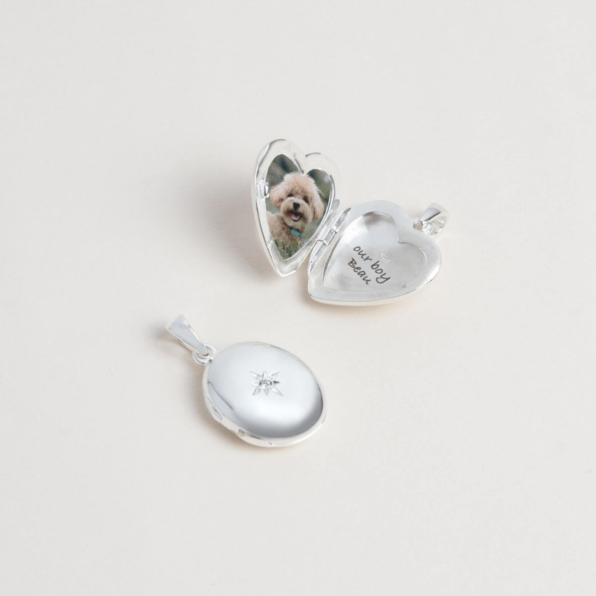Gecko Jewellery Starburst Heart Locket Pendant in Recycled Silver