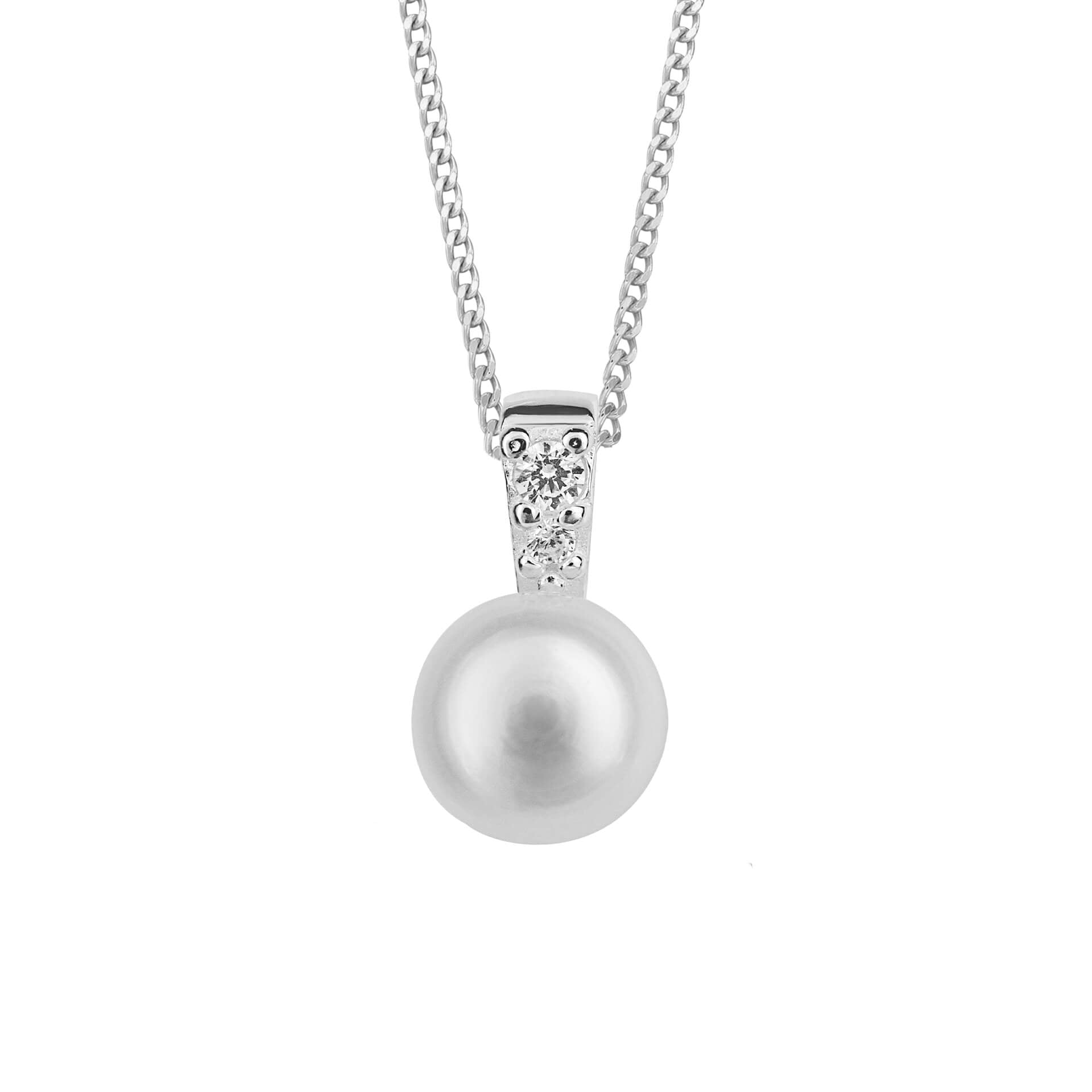Gecko Jewellery White Pearl & Pave Cubic Zirconia Sterling Silver Pendant