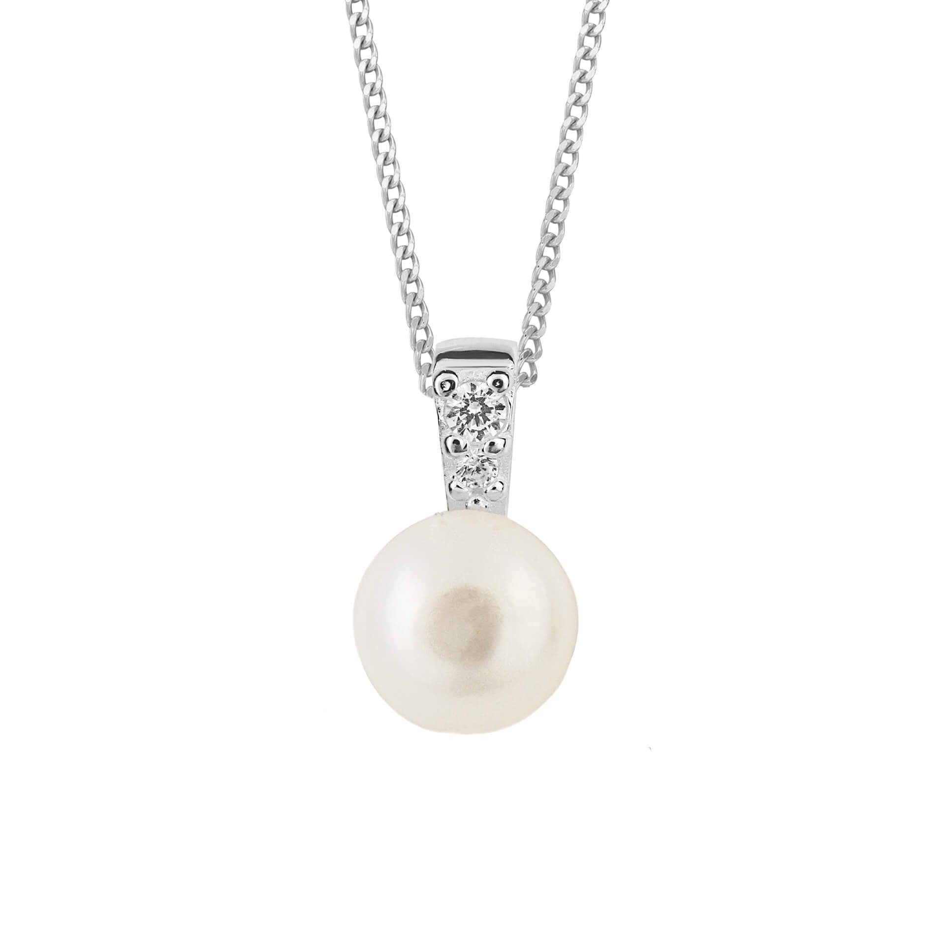 Gecko Jewellery White Pearl & Pave Cubic Zirconia Sterling Silver Pendant
