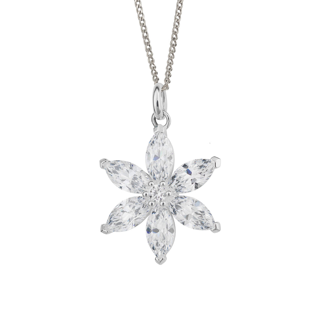 Gecko Jewellery Flower Pendant in Recycled Sterling Silver & Zirconia