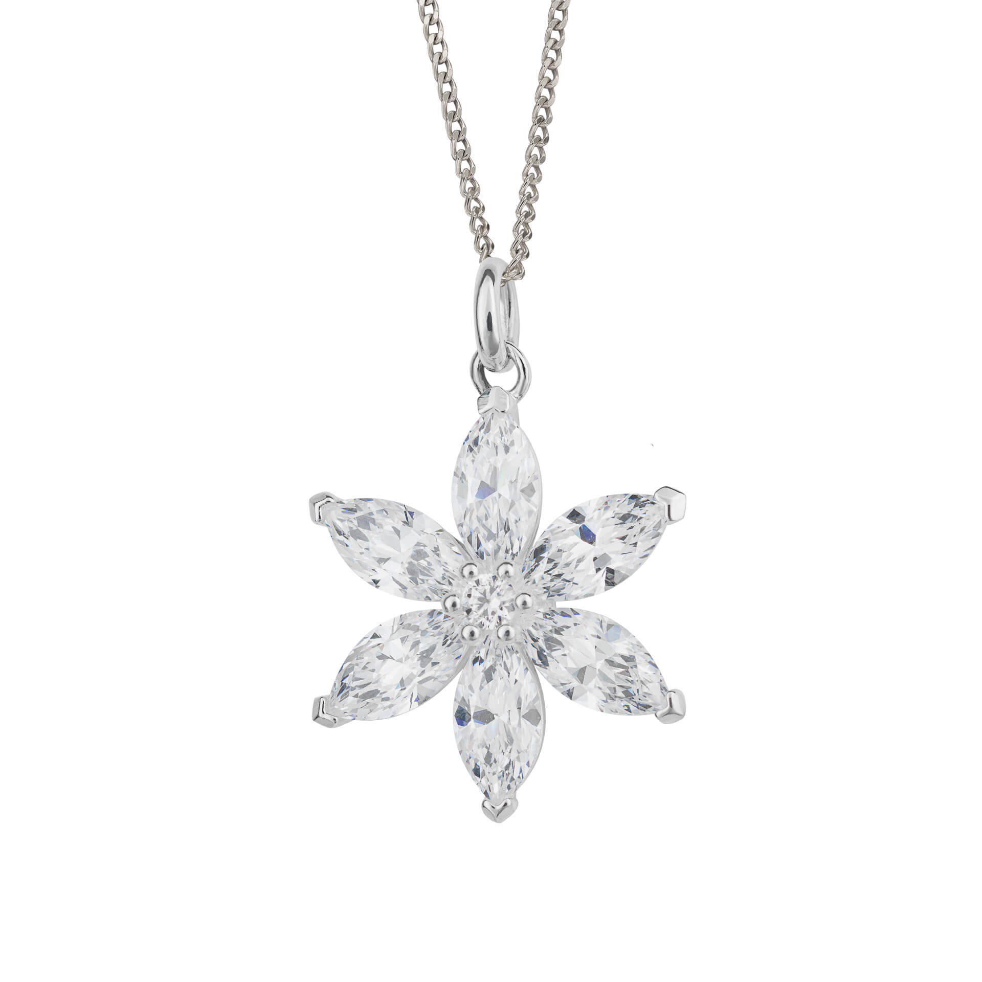 Gecko Jewellery Flower Pendant in Recycled Sterling Silver & Zirconia
