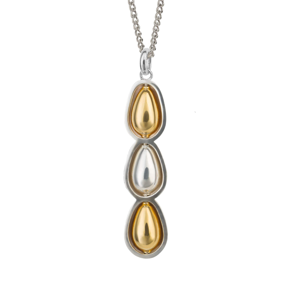 Gecko Jewellery Organic Drop Pendant – Kinetic Recycled Silver & Gold