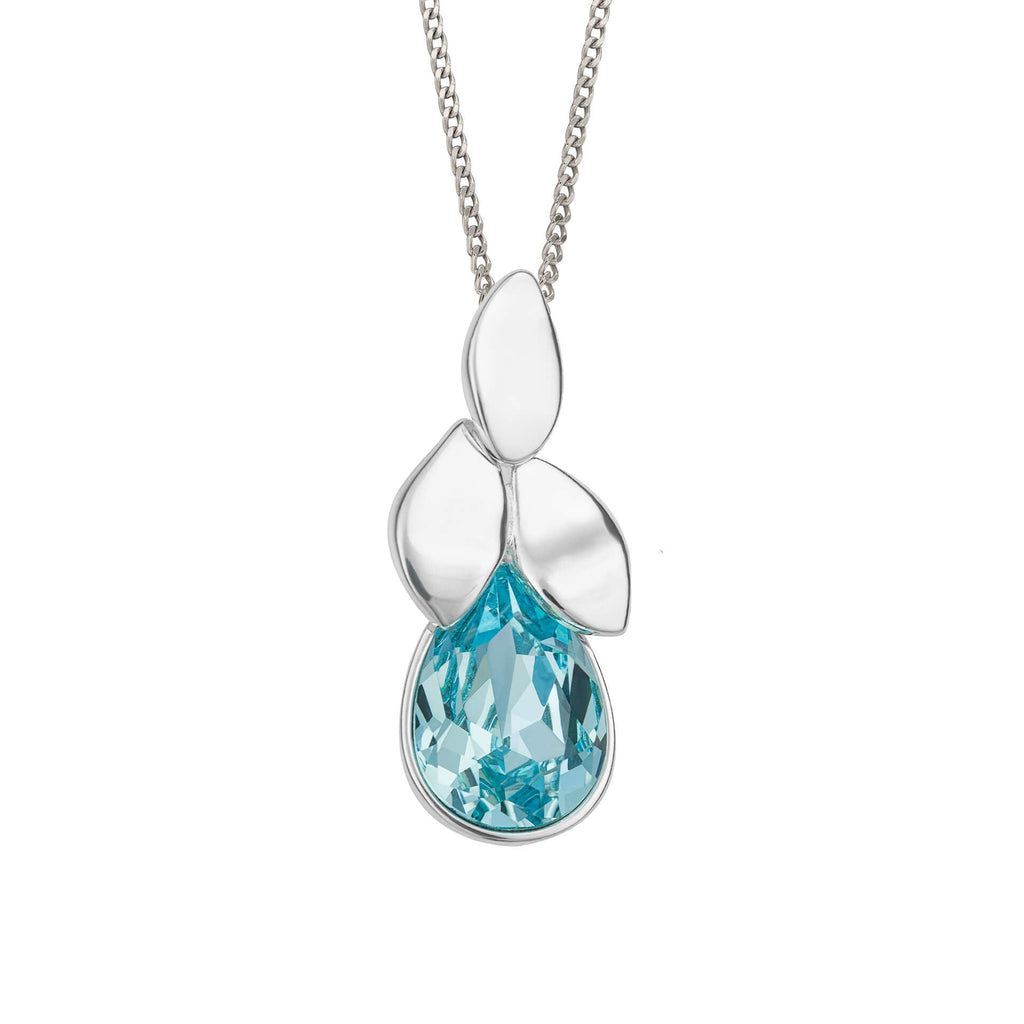 Gecko Jewellery Petal Drop Pendant – Recycled Sterling Silver Crystal