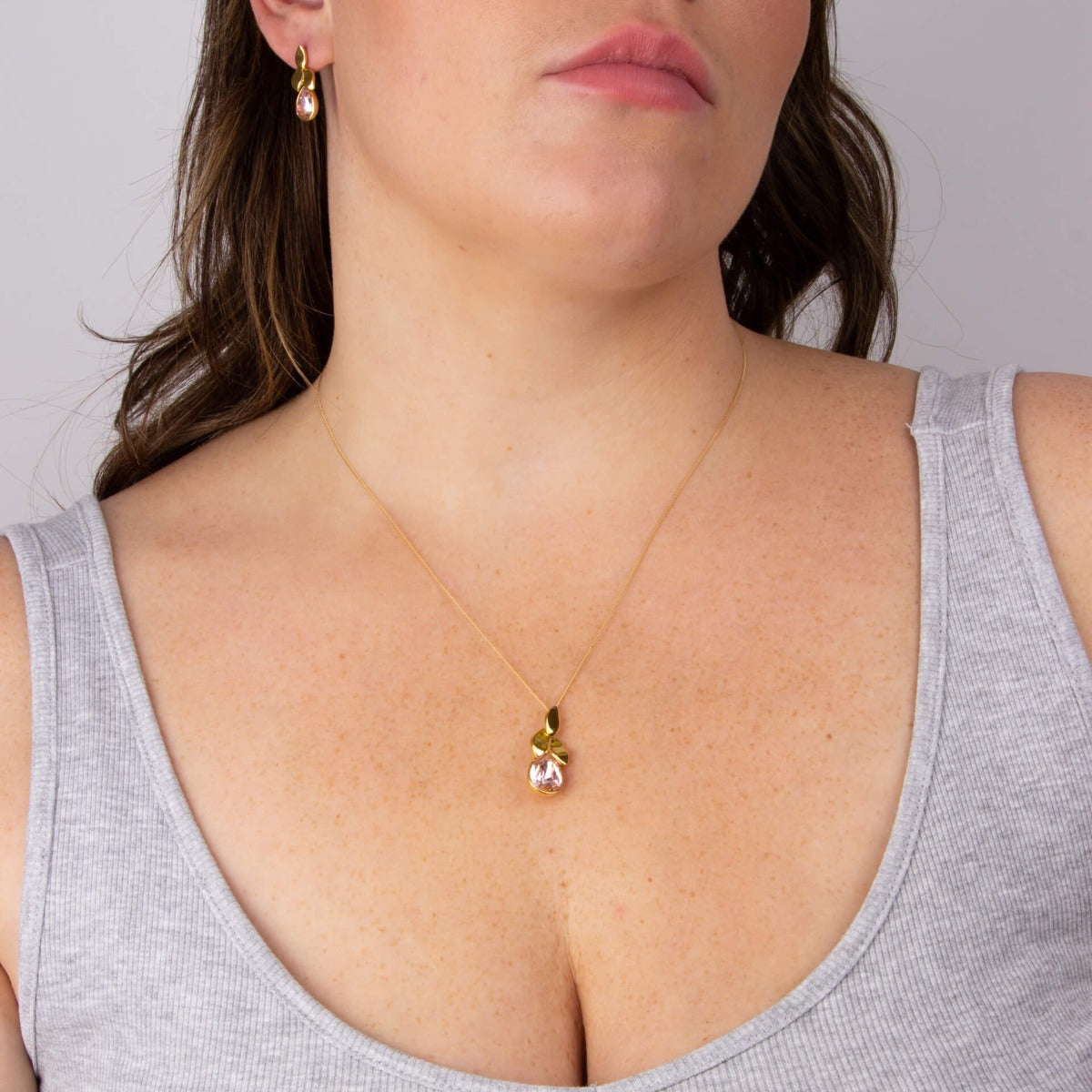 Gecko Jewellery Petal Drop Pendant – Recycled Sterling Silver Crystal
