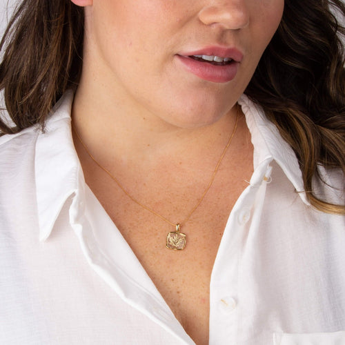 Gecko Jewellery Organic Square Leaf Pendant | Gold Plated Silver