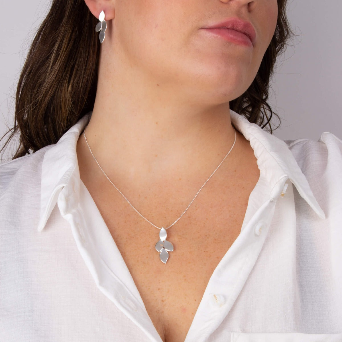 Gecko Jewellery Flowing Petals Drop Pendant – Recycled Sterling Silver