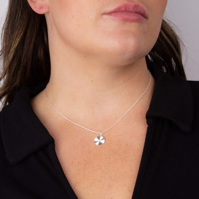 Gecko Jewellery Diamond Cut Disc Pendant | Recycled Sterling Silver