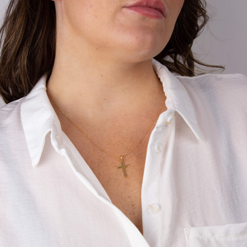 Gecko Jewellery Plain Cross Pendant | Sterling Silver Minimalist Charm