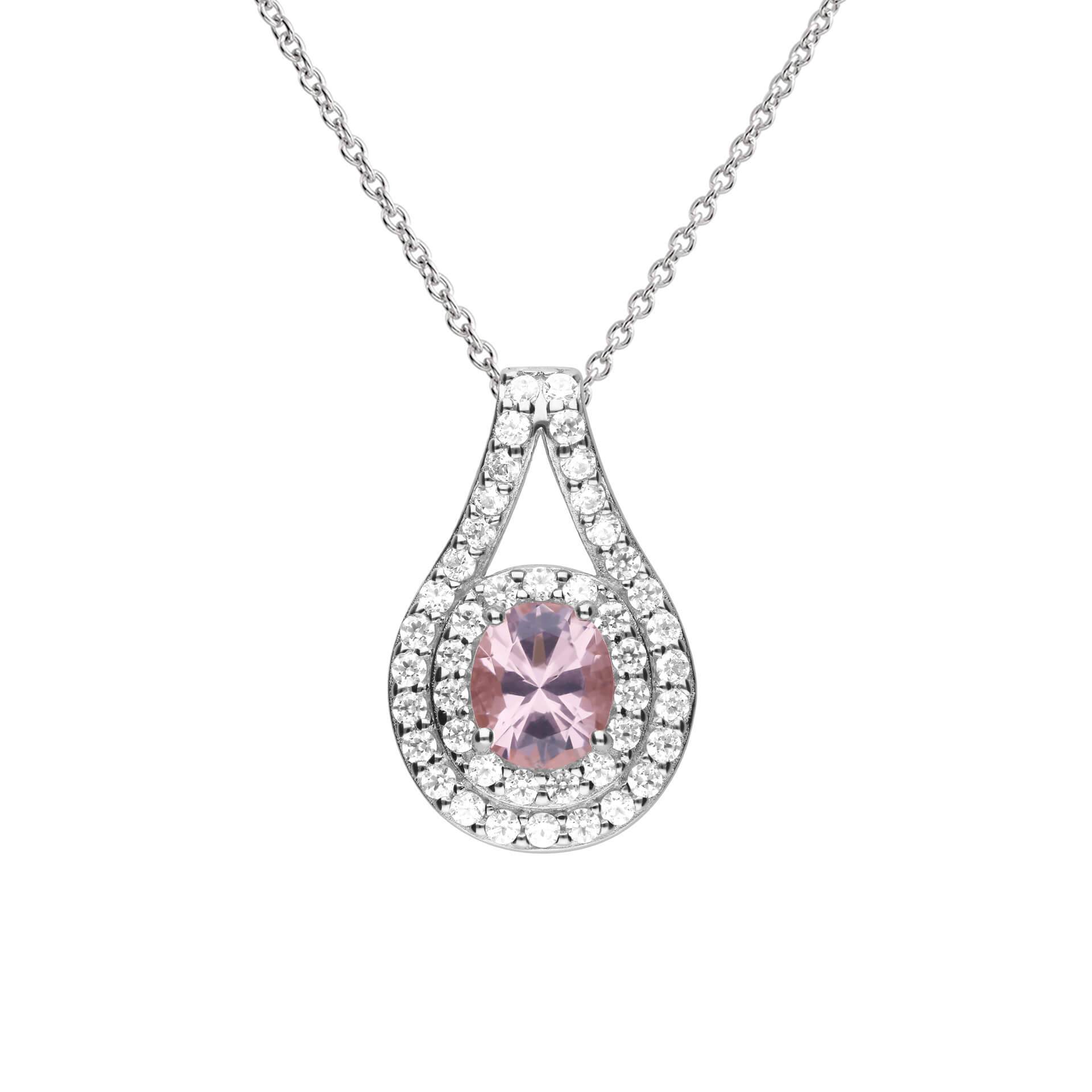 Gecko Jewellery Pink Zirconia Teardrop Pendant – Sterling Silver