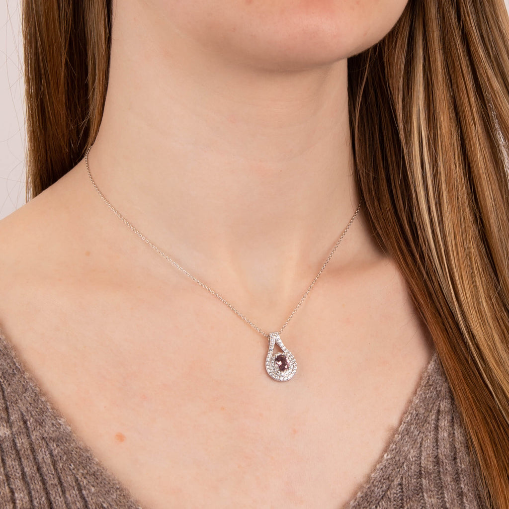 Gecko Jewellery Pink Zirconia Teardrop Pendant – Sterling Silver