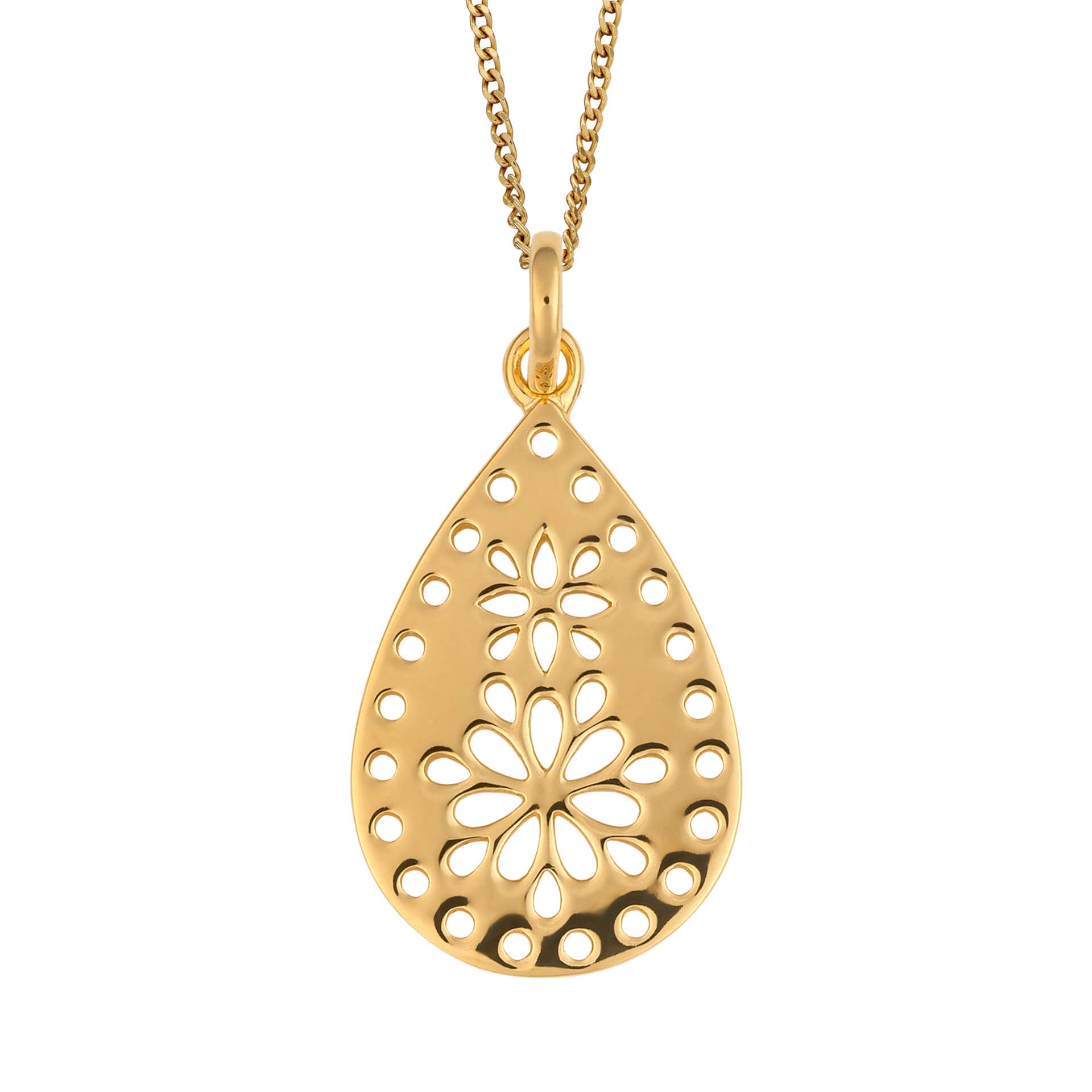 Gecko Jewellery Recycled Sterling Silver Cut Out Lace Floral Pendant