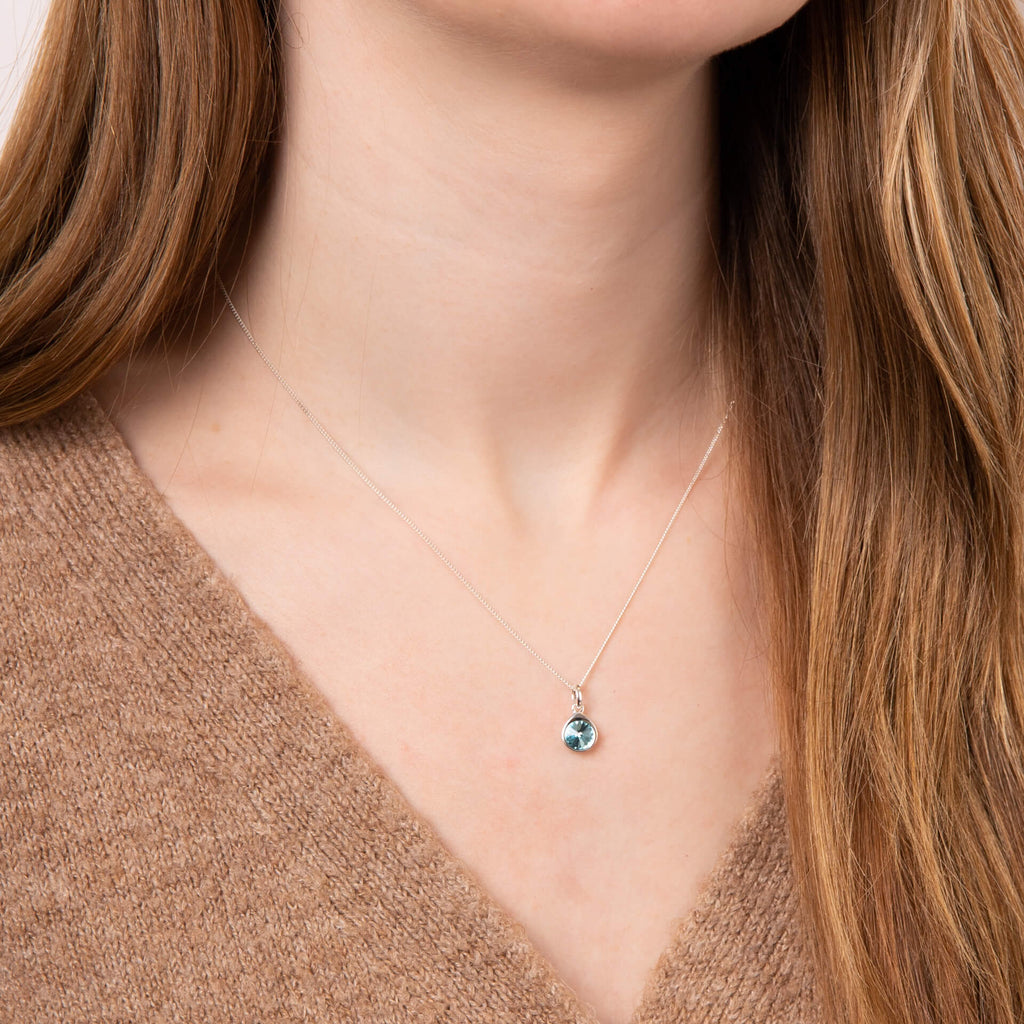 Gecko Jewellery Recycled Sterling Silver Coloured Crystal Teardrop Pendant