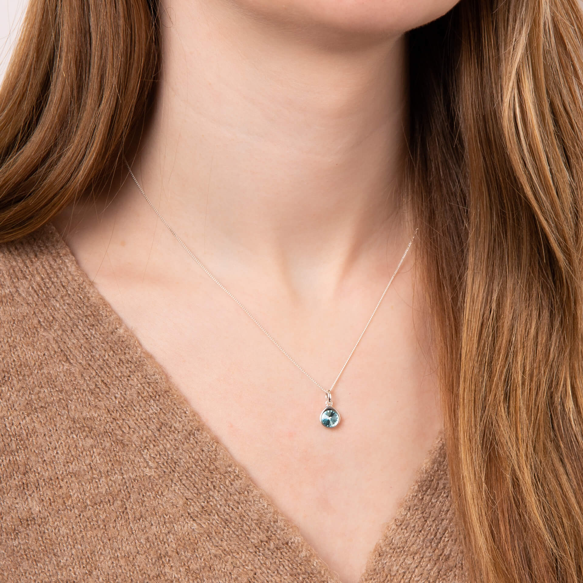 Gecko Jewellery Recycled Sterling Silver Coloured Crystal Teardrop Pendant