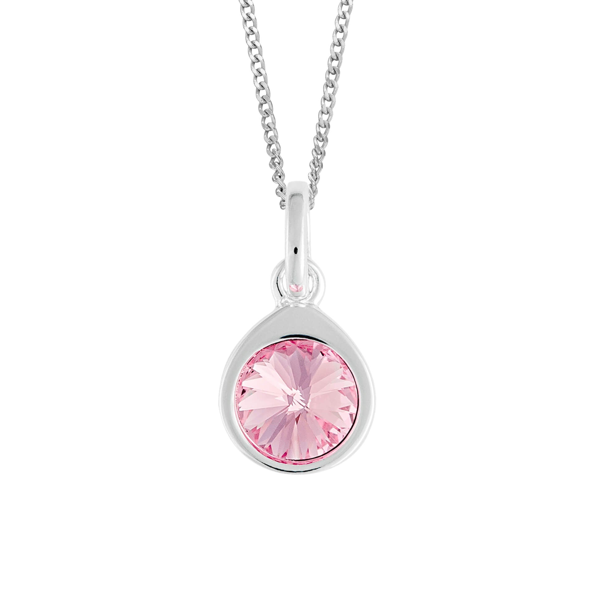 Gecko Jewellery Recycled Sterling Silver Coloured Crystal Teardrop Pendant