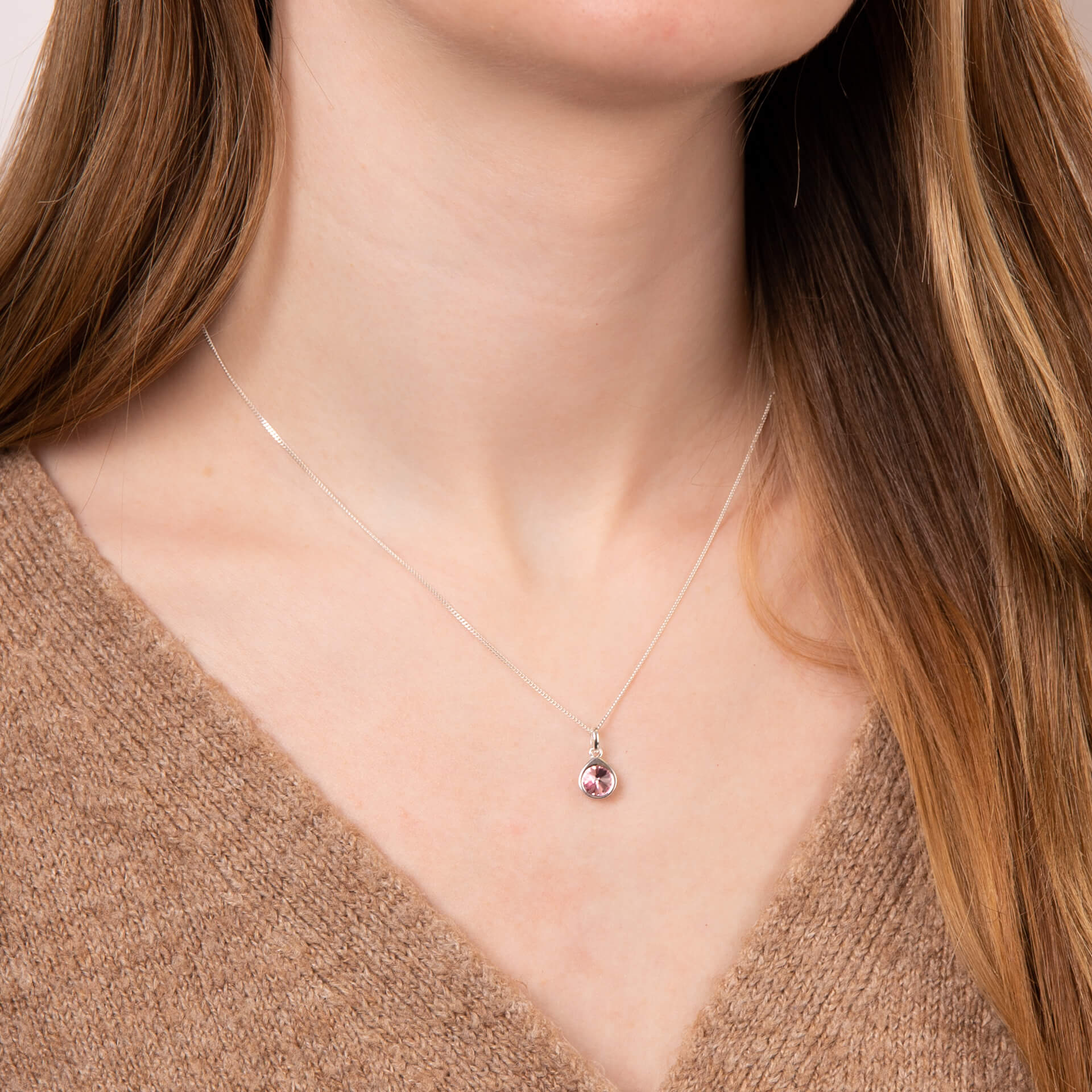Gecko Jewellery Recycled Sterling Silver Coloured Crystal Teardrop Pendant