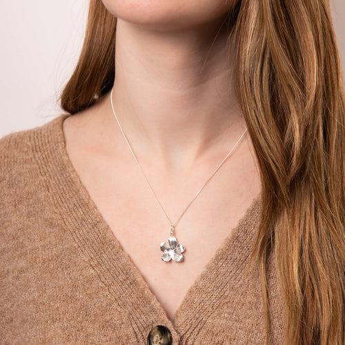 Gecko Jewellery 3D Floral Pendant – Recycled Sterling Silver Necklace