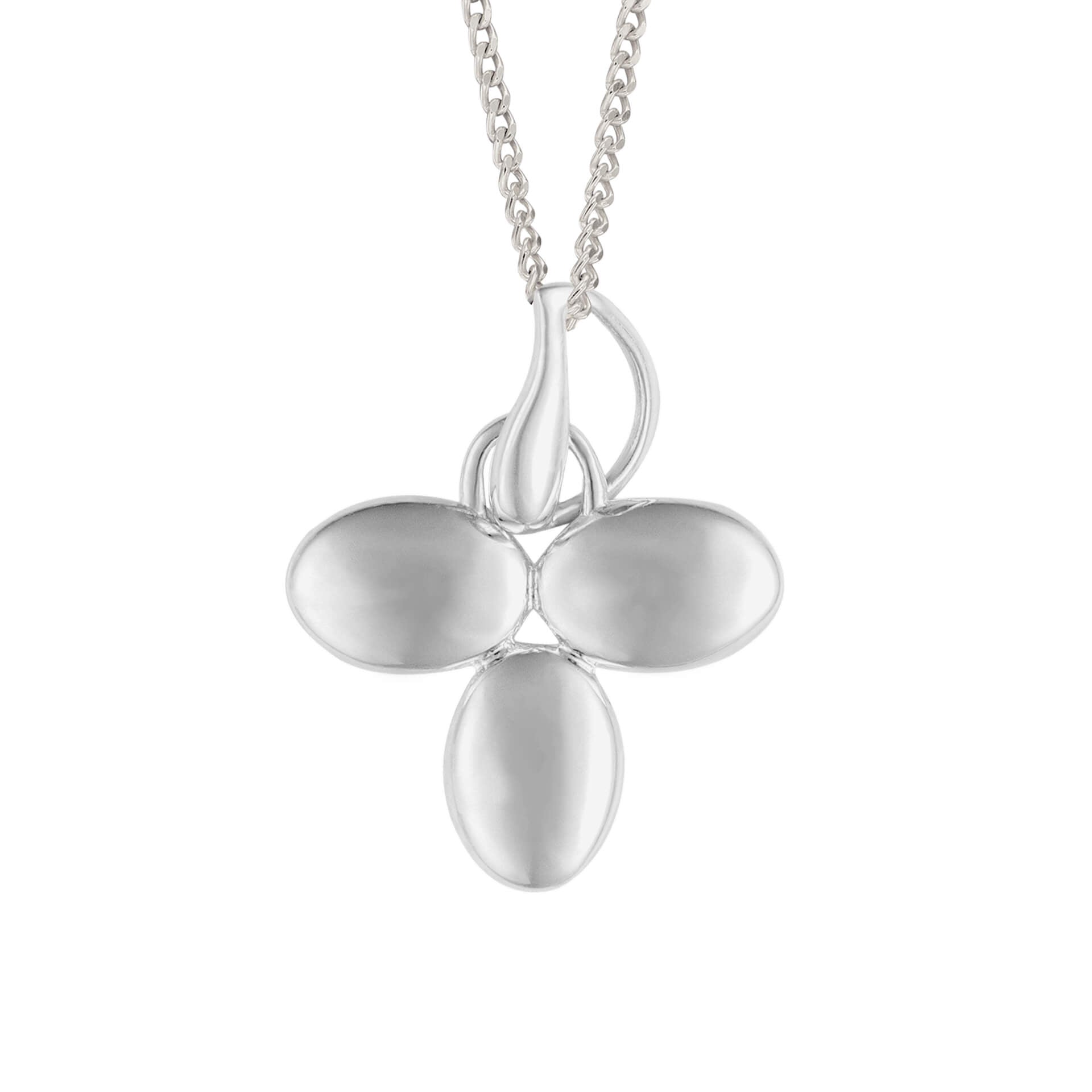 Gecko Jewellery Puffed Tri-Petal Pendant in Recycled Sterling Silver