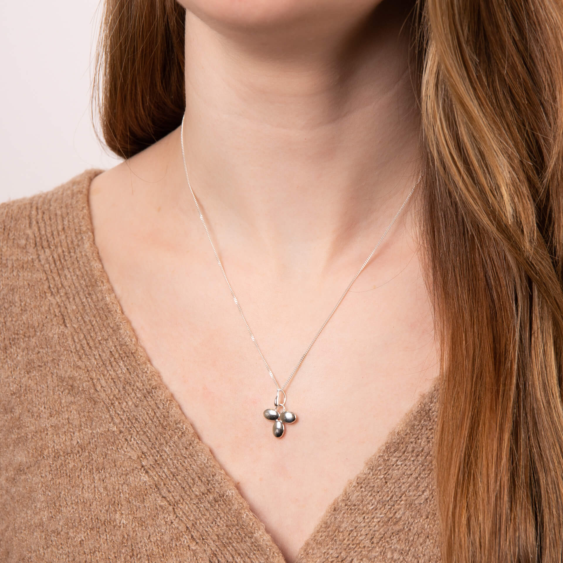 Gecko Jewellery Puffed Tri-Petal Pendant in Recycled Sterling Silver