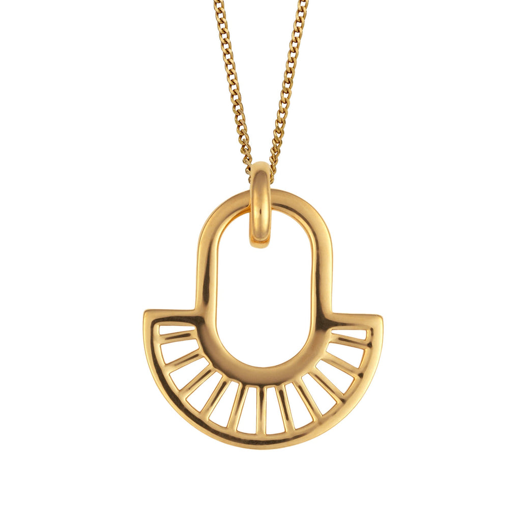 Gecko Jewellery Geometric Fan Drop Pendant | Gold Plated Silver